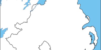 ખાલી નકશો ઉત્તરીય આયર્લેન્ડ